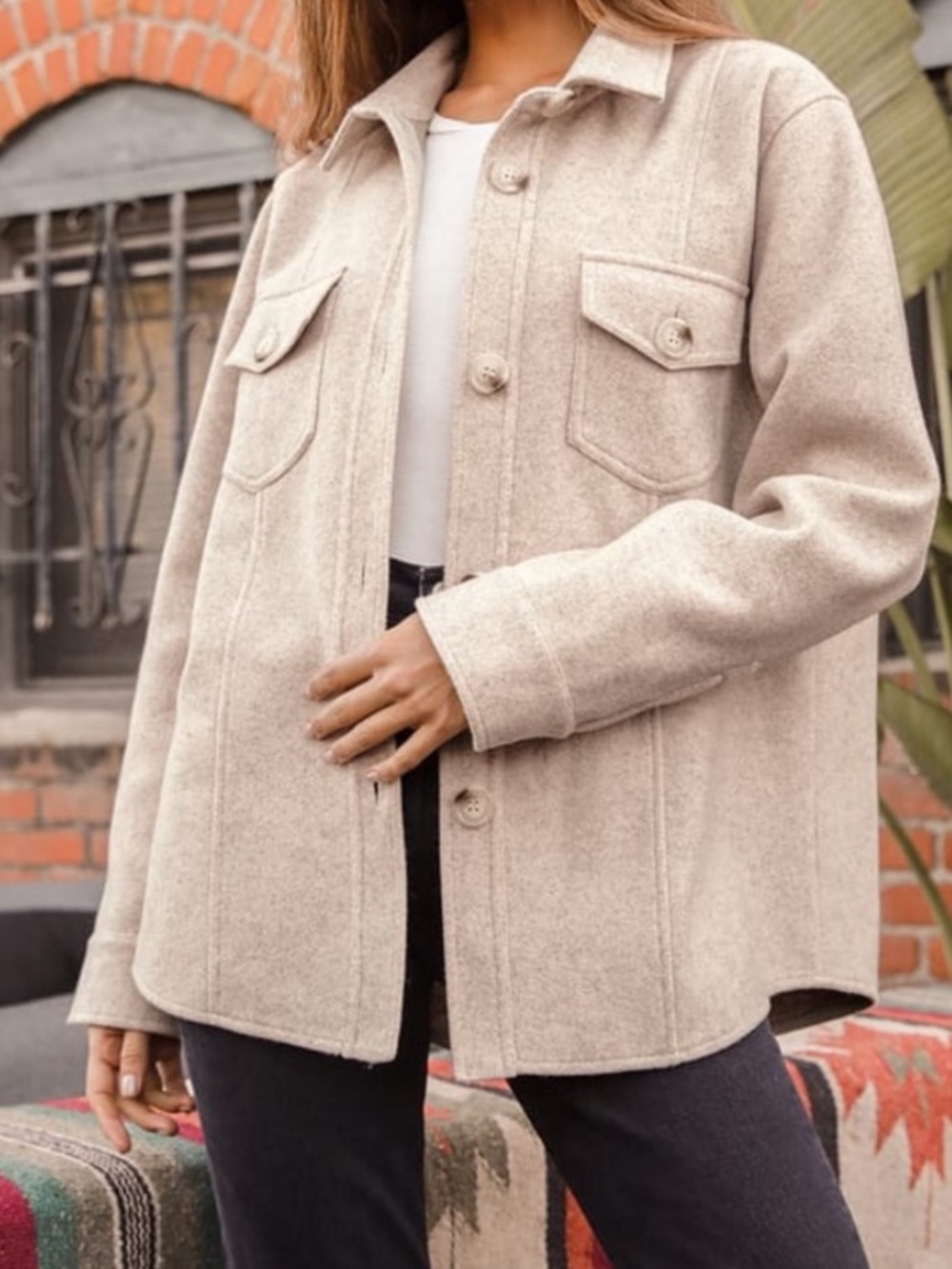 Lulus In With the New Beige Shacket
Button-Up Jacket Shirt Oversized M